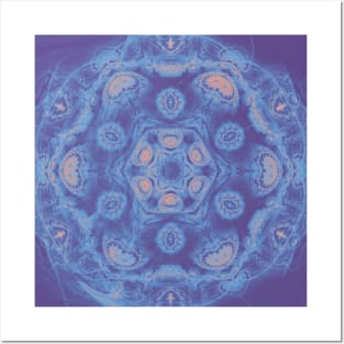 Ultra-violet kaleidoscope mandala with fractal texture Posters and Art